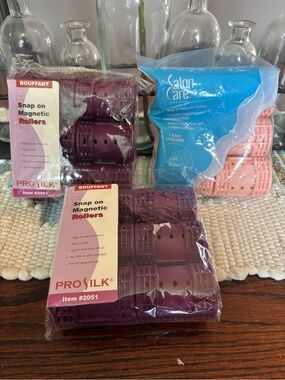 New Snap On Magnetic Large Rollers No Clips Plastic 3 Pkgs